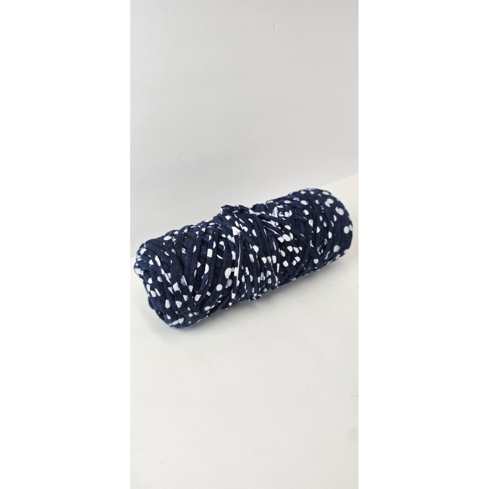 Navy Blue White Polka Dot T Shirt Yarn Fabric Yarn‎ Crochet Craft Skein Roll